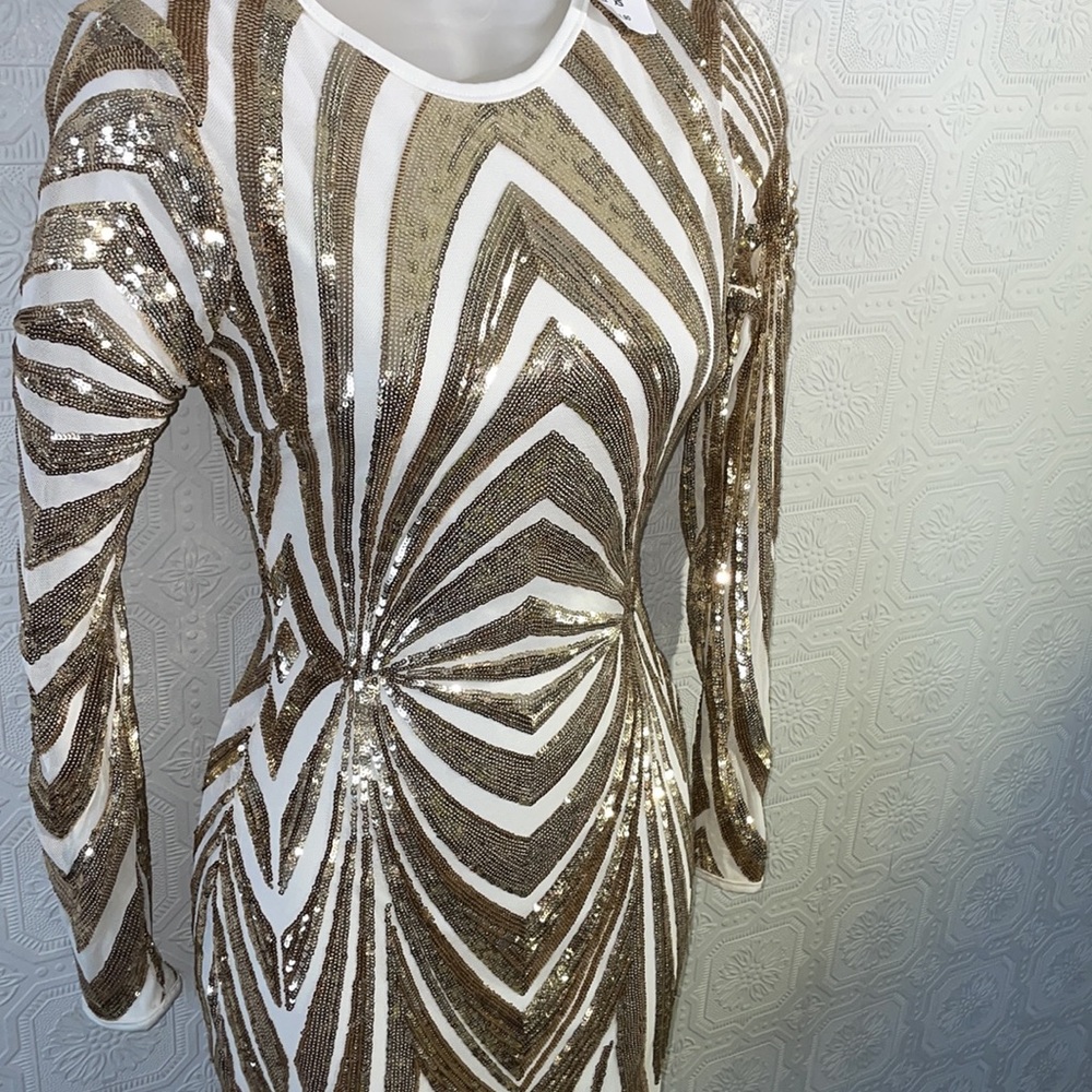 Windsor Ivory and Gold Sequin Dress. Brand New with Tags. XS